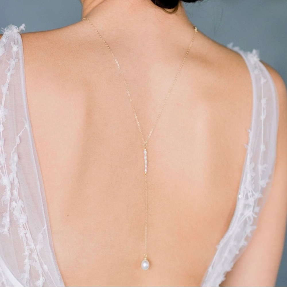 Freshwater Pearl Drop Necklace. 8” drop in the back.